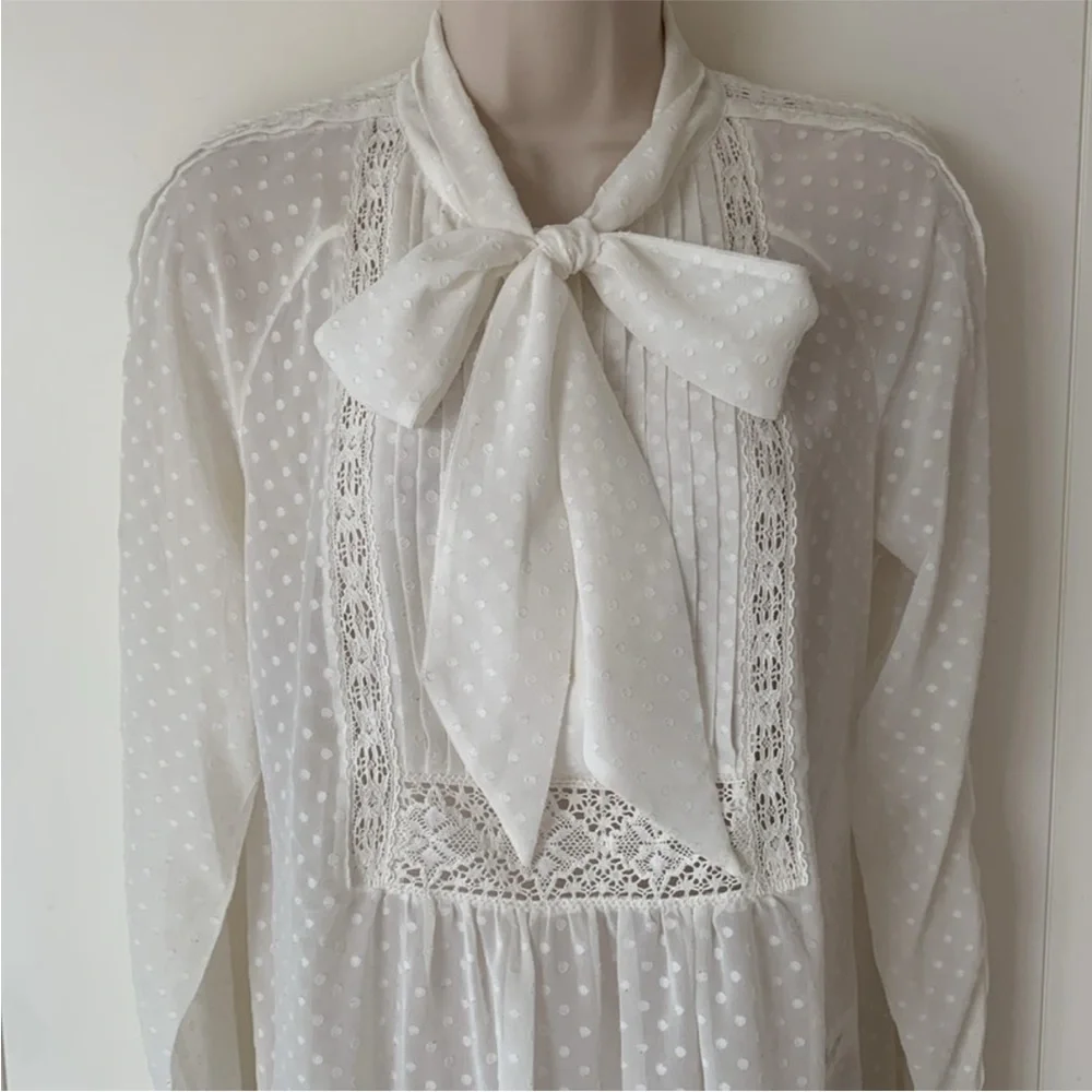 Somerset By Alice Temperley Ivory Dot Sheer Long Sleeve Kate Middleton Blouse 6 - Picture 6 of 14